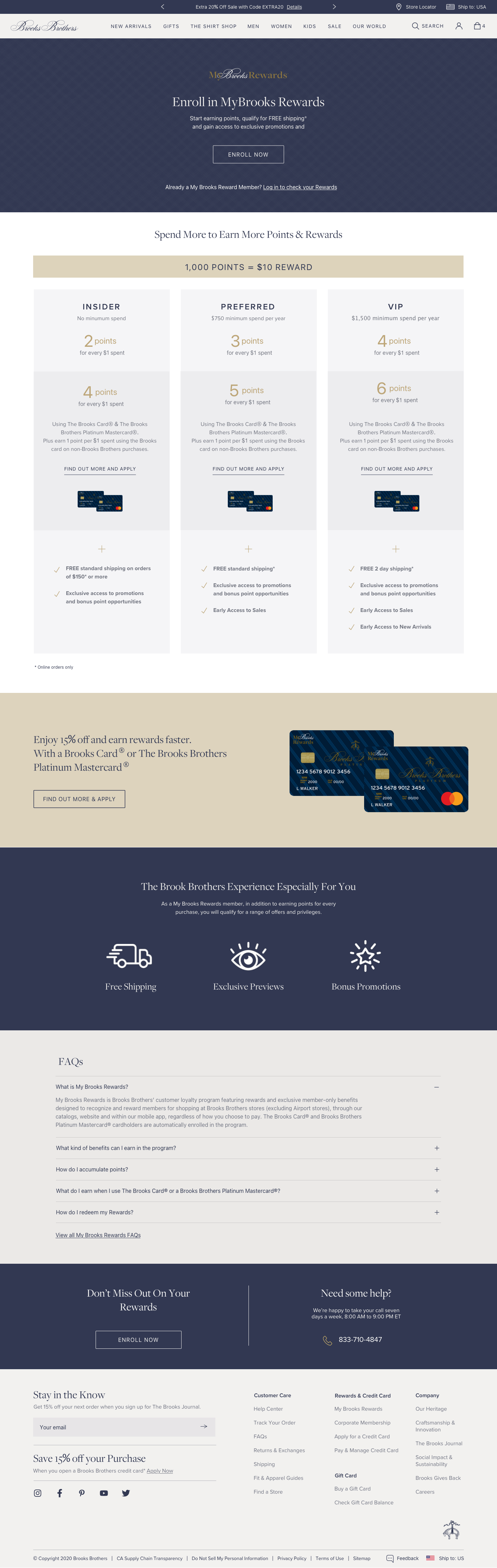 Brooks Brothers Rewards Landing UI 1