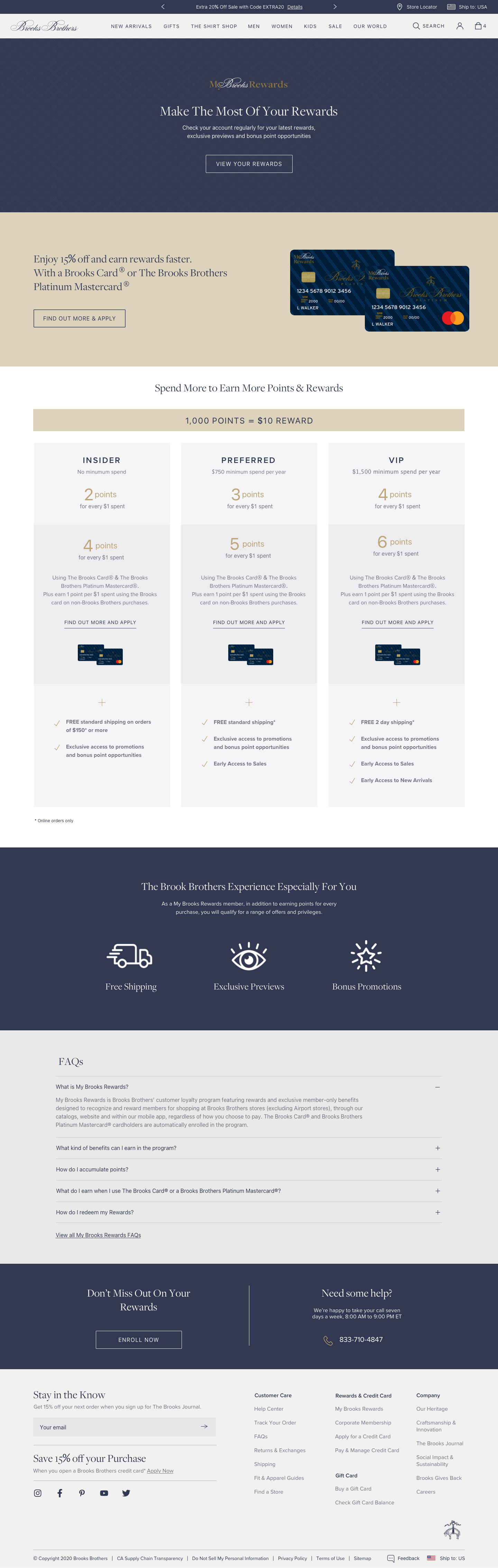 Brooks Brothers Rewards Landing UI 2